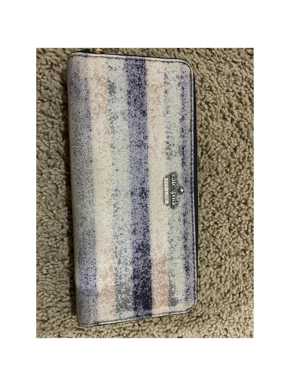 Kate Spade glitter zip around ombre wallet large purple / pink / grey